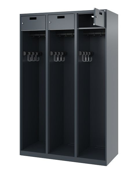 C+P Feuerwehrspind Evolo, Modell PRAKTUS, 3 Abteile, H1850xB1200xT500 mm, Anthrazit, 0492015-32 S10001