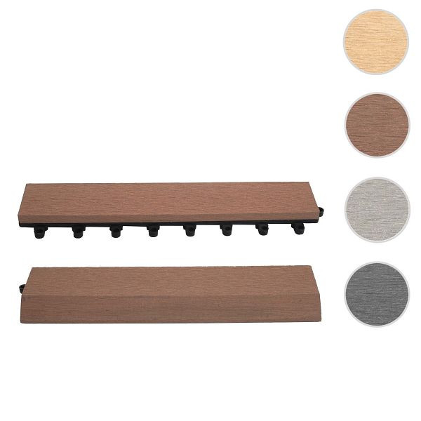Mendler 2er-Set Abschlussleiste für WPC Bodenfliese Rhone, Abschlussprofil, Holzoptik Terrasse, coffee gerade mit Haken, 65085