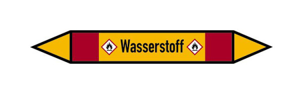 Schilder Klar Rohrleitungskennzeichen Wasserstoff, 187x26 mm Folie selbstklebend, 101565/31