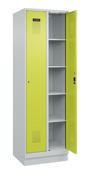 C+P Wäsche-Spind Evolo PLUS, mit Sockel, 2 Abteile, 1950x600x500mm, 7035/0024, Verschluss Zylinderschloss, Ablageböden 8, 049020-20B S10042