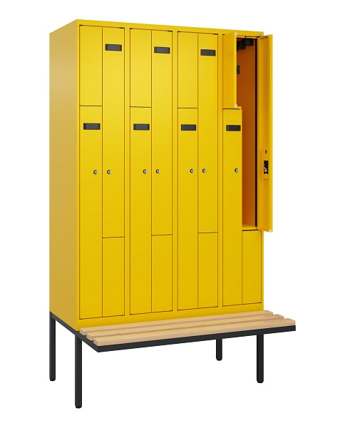C+P Z-Spind Evolo PLUS, Bank, 8 Fächer, 2120x1200x815mm, 1023/1023, Zylinderschloss, Sitzfläche Holz, 0490437-408 S10049