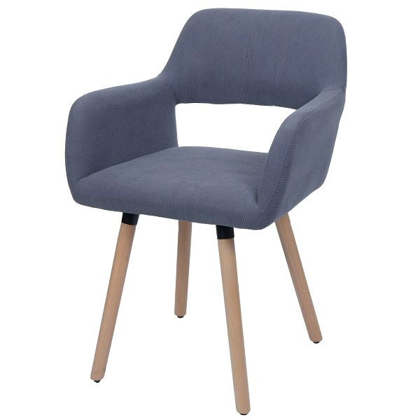 Mendler Esszimmerstuhl HWC-A50 II, Stuhl Küchenstuhl Polsterstuhl, Holz Stoff/Textil Cord (400g/m²) FSC®, dunkelgrau, 108880