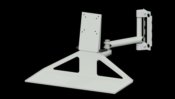 ANKE Werkbänke Gelenkarm Systemaufbau mit Monitorhalter, RAL 7035, Zusätzlich mit Ablage für Tastatur und Maus, 960.724
