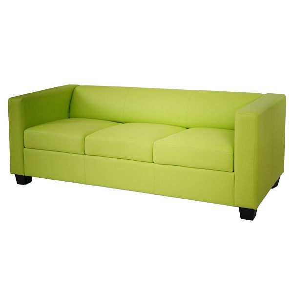 Mendler 3er Sofa Couch Loungesofa Lille, Kunstleder, hellgrün, 34899+34900+34901