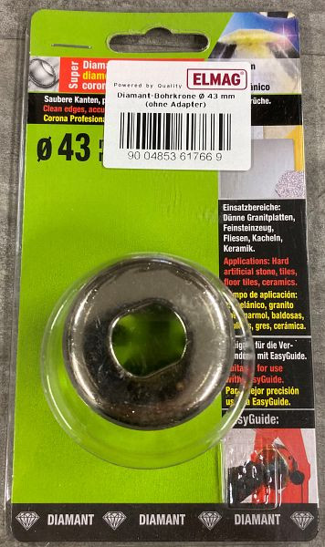 ELMAG Diamant-Bohrkrone Ø 43 mm (ohne Adapter), 61766, 9004853617669