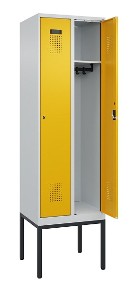 C+P Spind Evolo PLUS, Gestell, 2 Abteile, 2120x600x500mm, 7035/1004, Verschluss Zylinderschloss, Ablageböden 2, 0490307-20 S10027