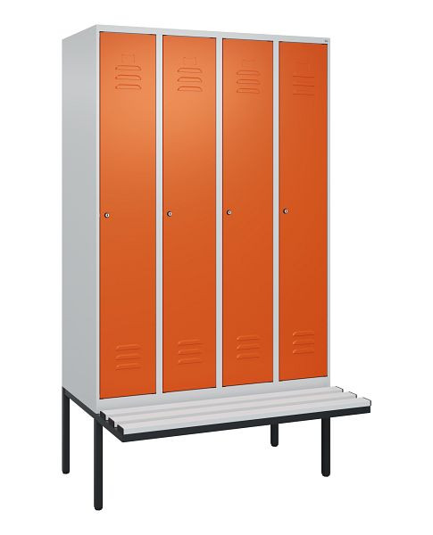 C+P Umkleidespind Classic PLUS, 4 Abteile, 2120x1200x815mm, 7035/2004, Zylinderschlösser, 3 Doppel-Haken, 0800407-40 S10122