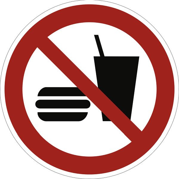 Moedel Essen und Trinken verboten ISO 7010, Folie, Ø 100 mm, 58510