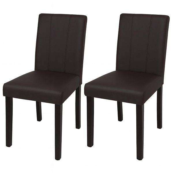 Mendler 2er-Set Esszimmerstuhl HWC-O65d, Küchenstuhl Polsterstuhl Lehnstuhl, Kunstleder, braun, 122299