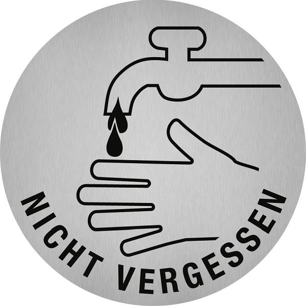 Moedel Piktogramm Hände waschen nicht vergessen, Edelstahl, selbstklebend, Ø 50 mm, 52506