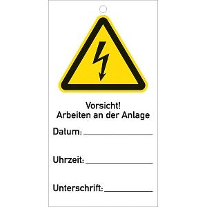 Moedel Sicherheitsanhänger Vorsicht!Arbeiten an d. Anlage, Kunststoff, 76x147mm, 10Stück, 58083