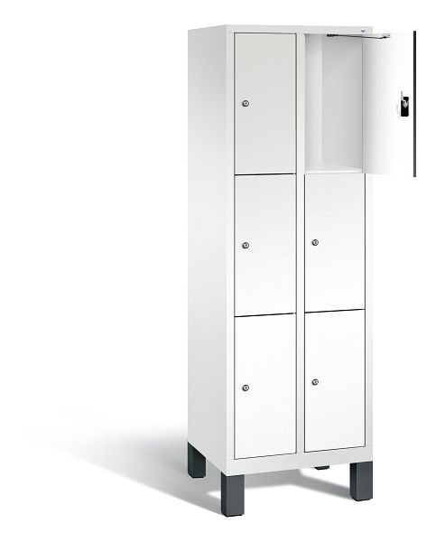C+P Schließfachschrank Evolo, H1850xB610xT500mm, Farbe: Verkehrsweiß / Dekor Weiß, 48010-203 S10174