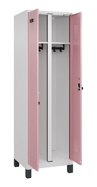 C+P Schwarz-Weiß-Spind Evolo PLUS, mit Füßen, 2 Abteile, 1950x600x500mm, 9016/3, Drehriegel, 049012-20 S10018