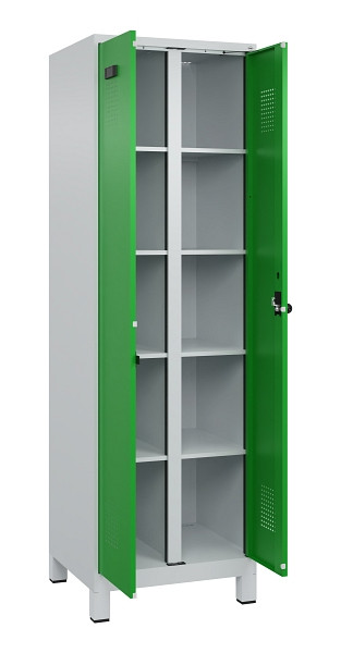C+P Wäsche-Spind Evolo PLUS, mit Füßen, 2 Abteile, 1950x600x500mm, 7035/6037, Verschluss Drehriegel, 049012-20B S10011