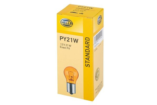 HELLA Halogen-Glühlampe, PY21W, Standard, 12V, 21W, Sockelausführung Glühlampe: BAU15s, Schachtel, 8GA 006 841-121