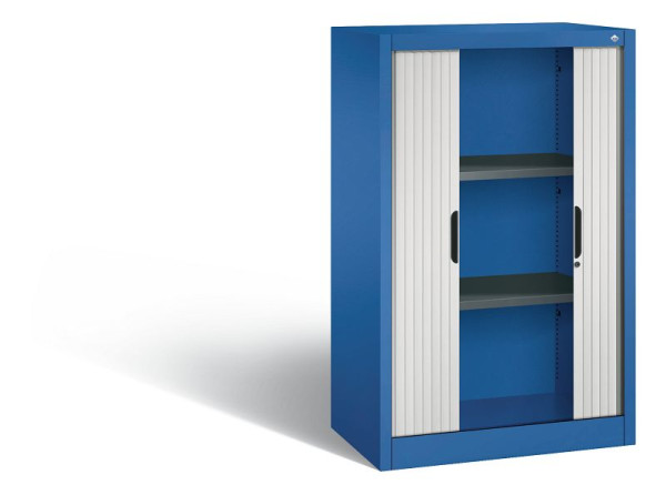 C+P Sideboard mit Rollladen Omnispace, H1230xB800xT420mm, Farbe: Enzianblau / Lichtgrau, Griffmulde, 3 OH, 3231-00 S10143