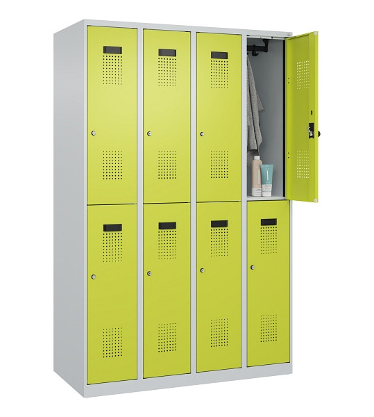 C+P Doppelstöckiger Spind Evolo PLUS, 8 Fächer, 1850x1200x500mm, 7035/0024, Zylinderschloss, 049300-40 S10042