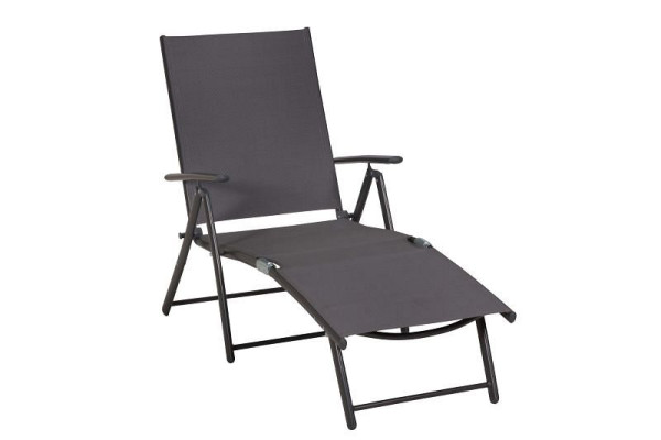 Merxx Deckchair, Rückenlehne 4-fach verstellbar, zusammenklappbar, graphit/grau, Aluminium-/Stahlgestell mit Textilbespannung, 26352-309