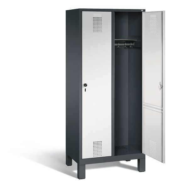C+P Garderobenschrank Evolo, H1850xB810xT500mm, Farbe: Schwarzgrau / Lichtgrau, 48010-22 S10058