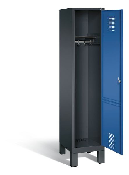 C+P Garderobenschrank Evolo, H1850xB420xT500mm, Farbe: Schwarzgrau / Enzianblau, 48010-12 S10080