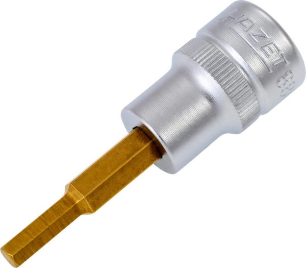 Hazet Schraubendreher-Steckschlüsseleinsatz, Vierkant hohl 10 mm, Innen-Sechskant Profil, 4 mm, Kurze Ausführung Mit Rändelung, 8801-4