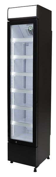 Gastro-Cool Flaschenkühlschrank - schmal - Werbung - schwarz/weiß - LED - GCDC130, 135201