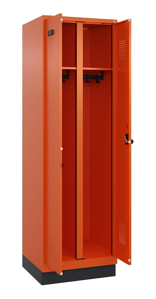 C+P Schwarz-Weiß-Spind Evolo PLUS, mit Sockel, 2 Abteile, 1950x600x500mm, 2004/2, Drehriegel, 049022-20 S10023