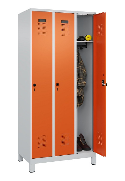 C+P Spind Evolo PLUS, mit Füßen, 3 Abteile, 1950x900x500mm, 7035/2004, Verschluss Drehriegel, Ablageböden 3, 049010-30 S10002