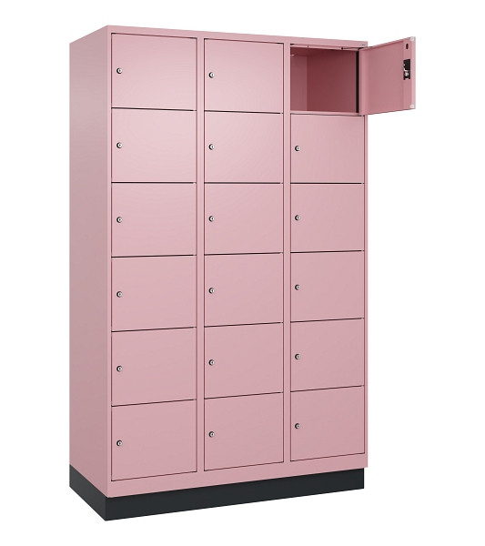 C+P Schließfachschrank Evolo PLUS, mit Sockel, 18 Fächer, 1950x1200x500mm, 3015/3015 Hellrosa, 049020-326 S10024