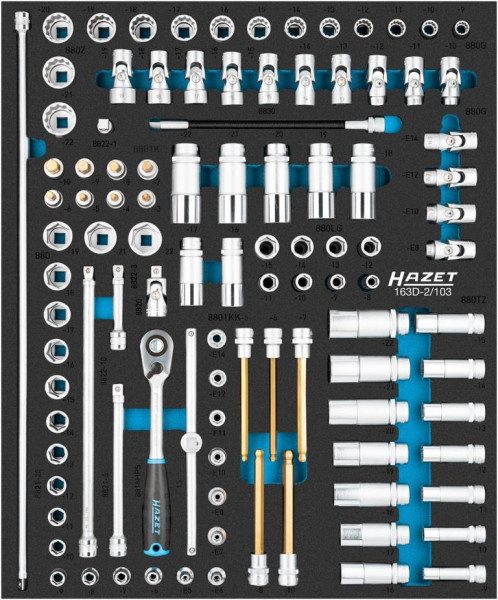 Hazet Steckschlüssel Satz, 103-teilig, 3 – 22, E5 – E14, 163D-2/103
