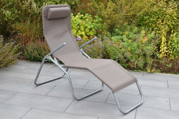 Merxx Wellnessliege XXL inkl. Kopfkissen, besonders große Grundmaße, Silber/taupe, Stahlgestell mit Textilbespannung, 50392-325