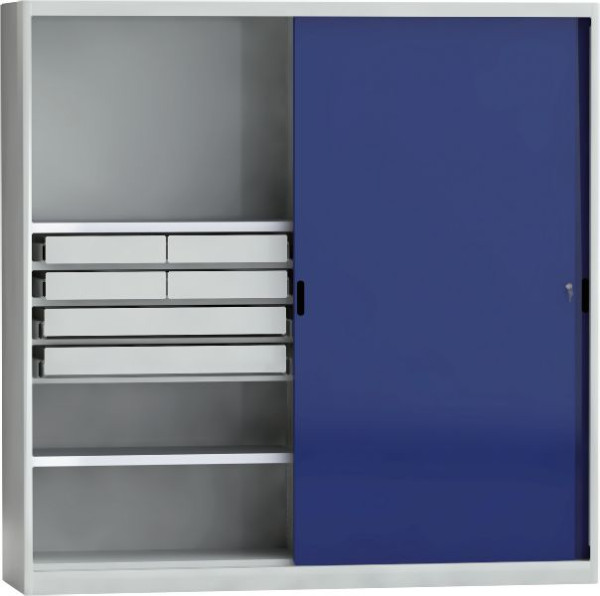 KLW 2x Hubwagensockel mit Trägerblech (1000x525mm) für Schiebetürenschrank (2000x525mm), Stahlprofile 100mm, 2 Steckblenden, HS100-2000-525