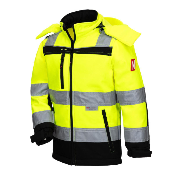 NITRAS MOTION TEX KIDS, Warnschutz-Softshelljacke, neongelb / schwarz (Farbcode: 4010), Größe: 164, VE: 10 Stück, 7171KIDS-164