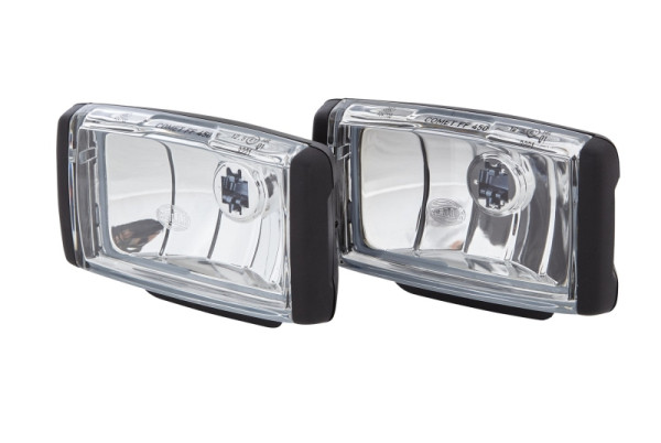 HELLA FF/Halogen-Fernscheinwerfersatz - Comet FF 450 - 12V - rechteckig - Anbau - ECE/SAE - glasklare Streuscheibe - transparent, 1FB 010 951-821