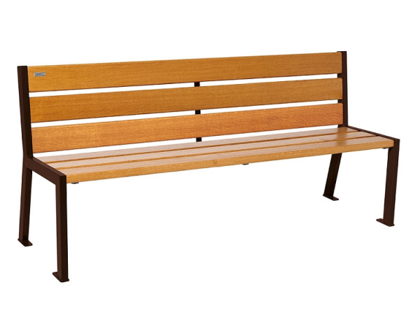 Procity Sitzbank Silaos 6 Holzlatten, 1800 mm, Ohne Armlehne, Holz & Stahl, helle Eiche/RAL 8017, 209602.8017.CHEC