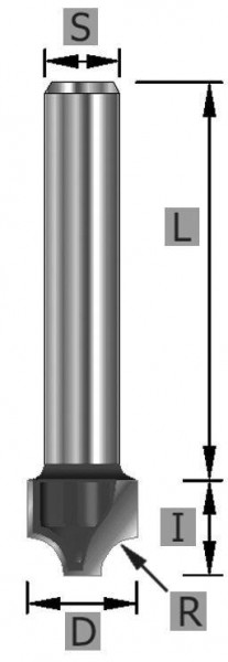 Edessö Viertelstabfräser HW, A: 31,7, R: 9,5, B: 16,7, C: 12, 105031712