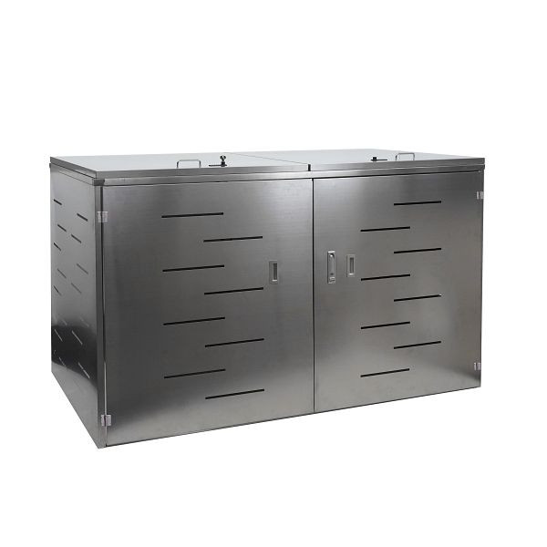 Mendler 2er-Fahrradgarage HWC-H80, Fahrradbox Geräteschuppen, abschließbar, ohne Pflanzkasten 118x191x100cm Edelstahl, 74130+74128+74129