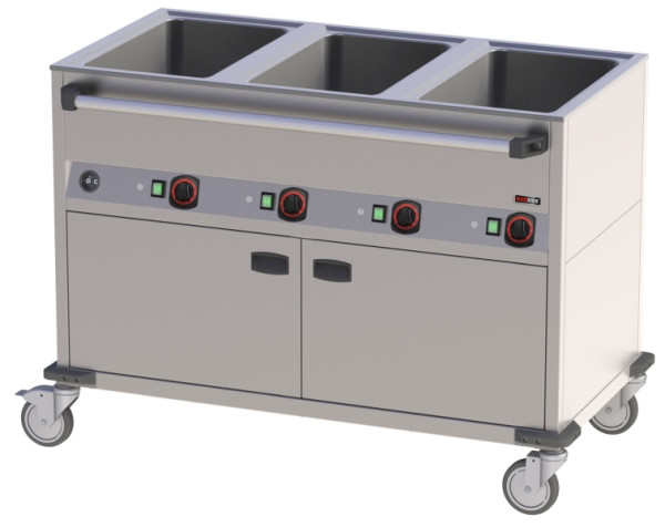 RM Bain-Marie-Wagen-Fahrbar 3x GN 1/1, 1250x700x900 mm, 230 V 3,6 kW, BMPD-3120-CSH