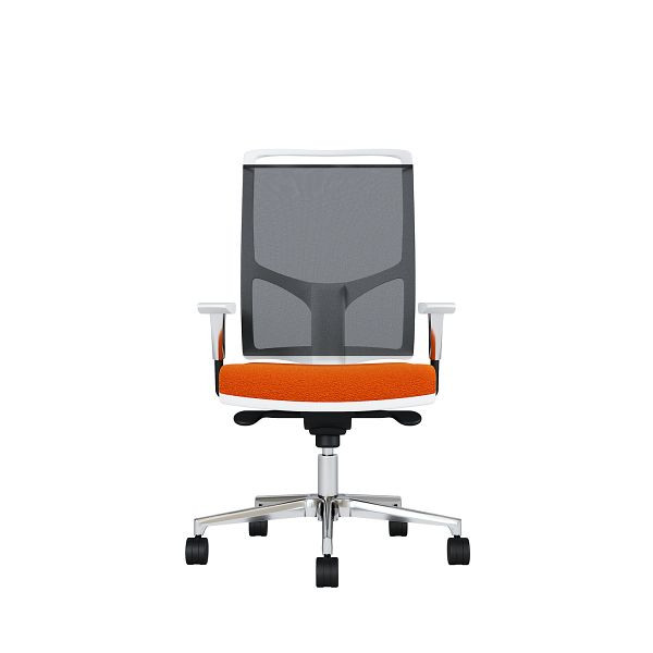 Bisley Bürodrehstuhl Zed, Weißes Kunststoff, Höhenverstellbare Armlehnen, Fußkreuz und Armlehnen aus Aluminium, NE0119 orangebraun, ZEDALLWNE0119