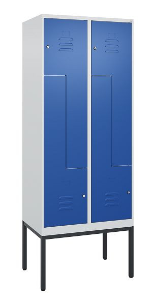 C+P Z-Spind Classic PLUS, Gestell, 4 Abteile, 2120x800x500mm, 7035/5010, Zylinderschlösser, 0800337-224 S10018