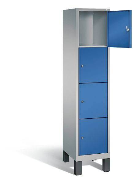 C+P Schließfachschrank Evolo, H1850xB420xT500mm, Farbe: Weißaluminium / Enzianblau, 48010-124 S10115
