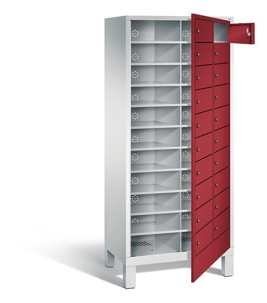 C+P Wäsche-Sammelschrank Evolo, H1850xB810xT500mm, Farbe: Lichtgrau / Rubinrot, 48060-210 S10026