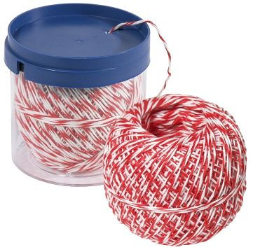 Contacto Rollbratenfaden weiß/weiß/rot aus Polyester 150m, im Spender, 3884/153
