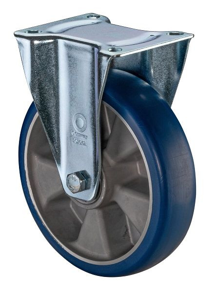 BS Rollen Transportrolle Bockrolle, Polyurethanrad 83 Shore, Alufelge Platte, Kugellager, Durchmesser: 200 mm, L410.B92.200
