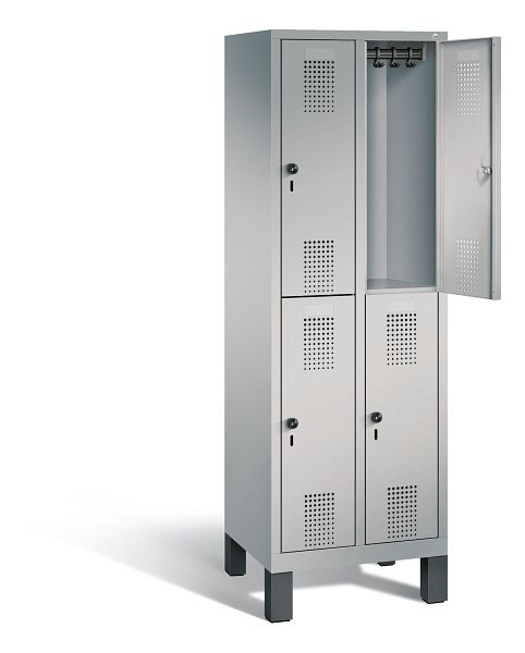 C+P Spind doppelstöckig Evolo, H1850xB610xT500mm, Farbe: Weißaluminium, 48310-20 S10053