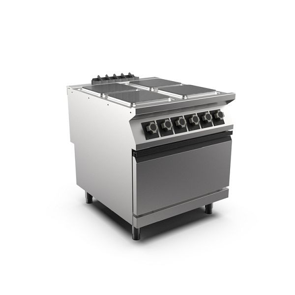 Mareno M1-900 Herd mit 4 quadratischen Platten und Elektrobackofen GN 2/1, 80cm, 800(B)x920(T)x900(H)mm, PC98EFEPQ, 191.133