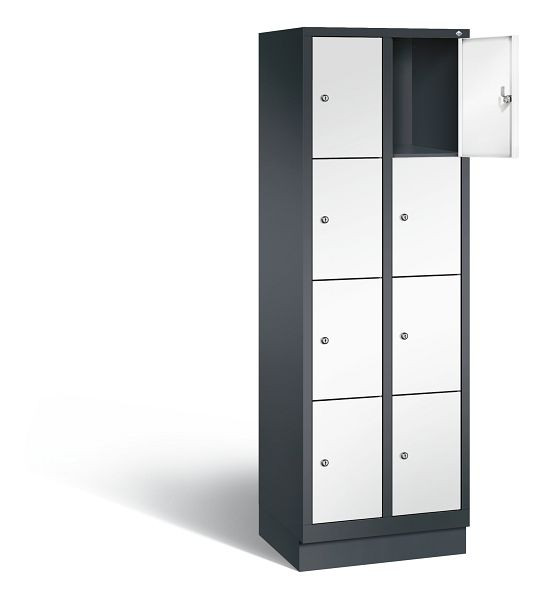 C+P Schließfachschrank Evolo, H1800xB610xT500mm, Farbe: Schwarzgrau / Verkehrsweiß, 48020-204 S10224