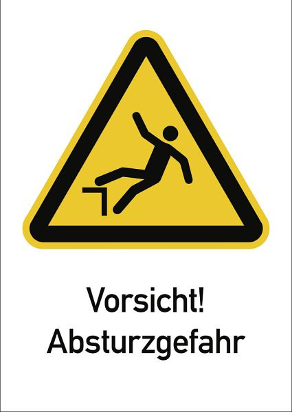 Moedel Vorsicht! Absturzgefahr ISO 7010, Kombischild, Folie, 131x185 mm, 99012