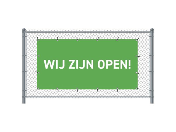Showdown Displays Zaun-Banner 200 x 100 cm Geöffnet Holländisch Grün, FBG200-100-I687