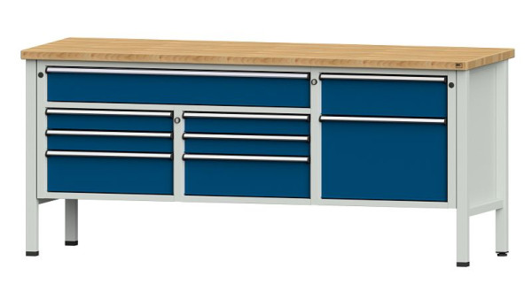 ANKE Werkbänke Kastenwerkbank, Modell 282 V, 2000 x 700 x 890 mm, RAL 7035/5010, BMP 40 mm, 304.533